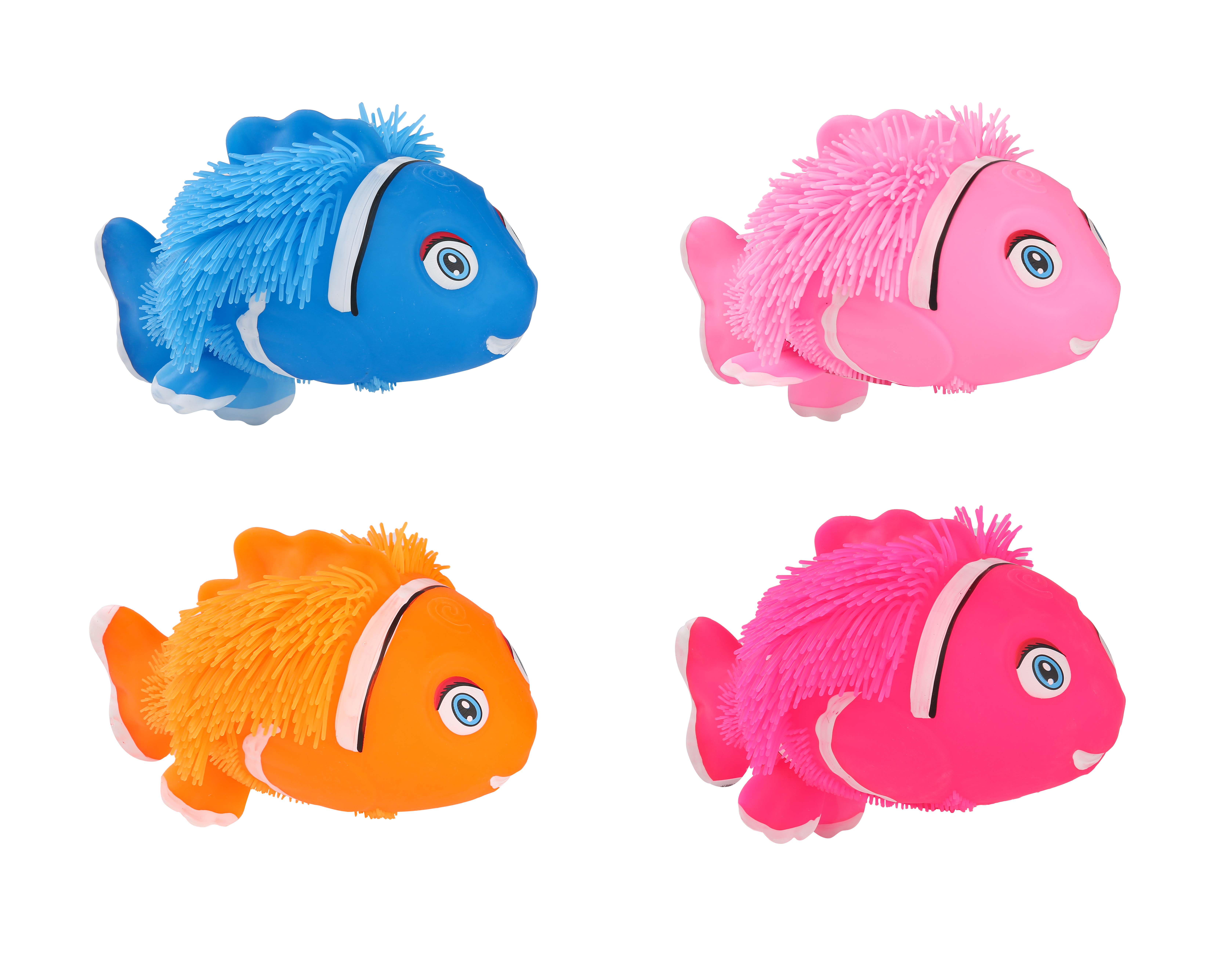Wholesale TPR Stress Relief Kids Sensory Therapy Toy Thick Squishy bushy hair fish Balls Puffer Balls